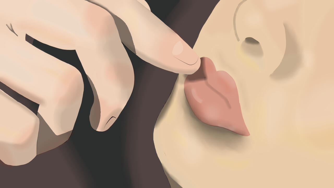 Sean touching White's lips...