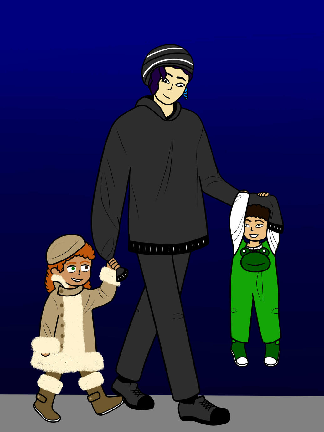 With Sebastian and the kids