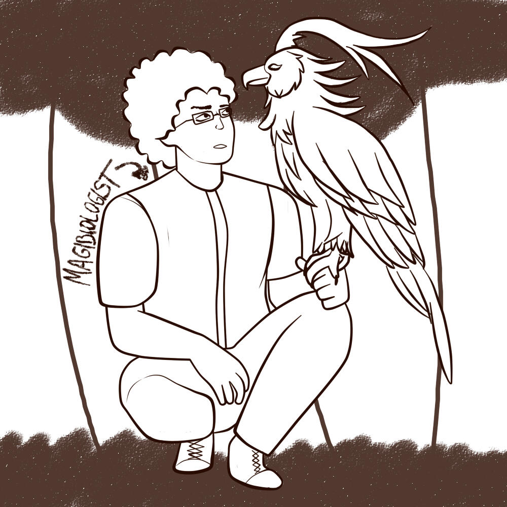 Isaac with a magical winged creature